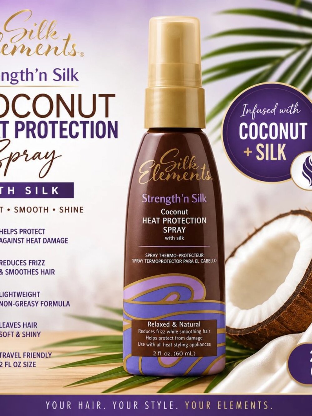Silk Elements Coconut Heat Protection Spray 2 oz